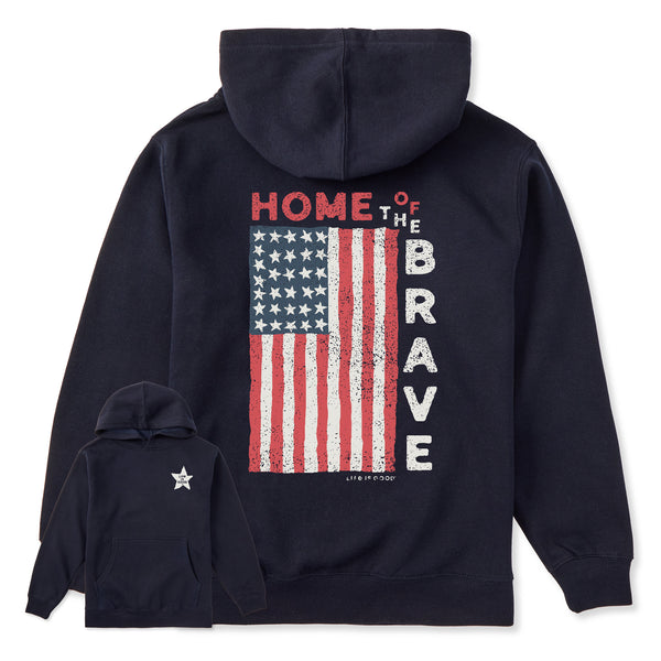 life is good Kids Home of the Brave Raggedy Flag Every Wear Hoodie Sweatshirt