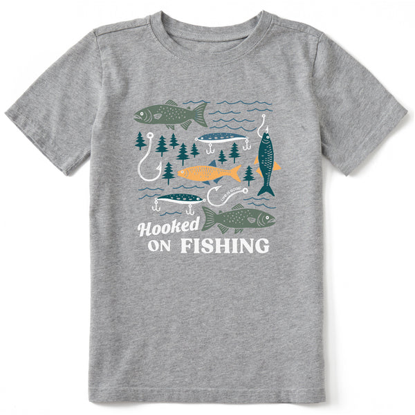 Life Is Good Kids Hooked On Fishing Short Sleeve Crusher Tee
