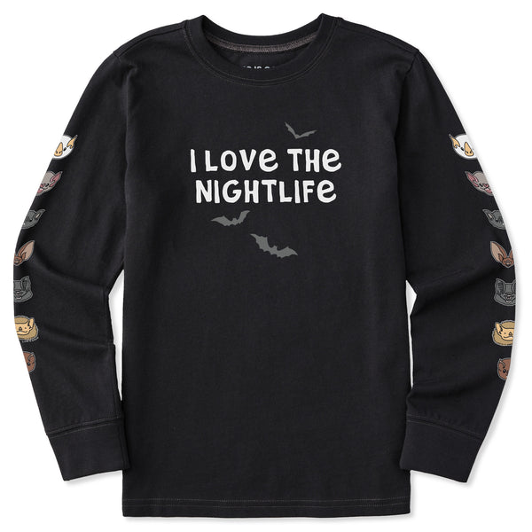 life is good Kids I Love the Nightlife Long Sleeve Crusher Tee