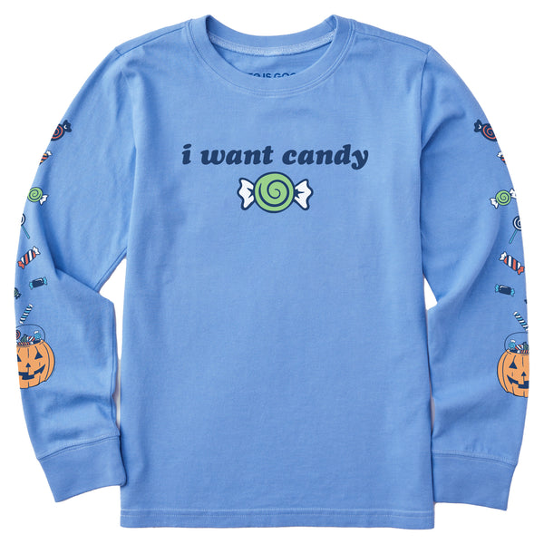 life is good Kids I Want Candy Long Sleeve Crusher Tee