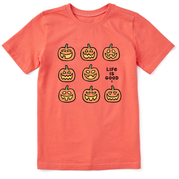 Life Is Good Kids Jack-o-Lantern Grid Short Sleeve Crusher Tee