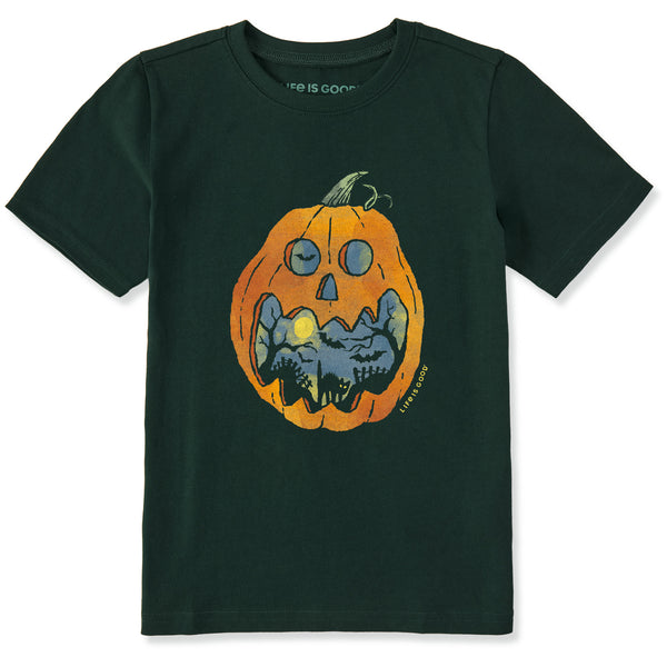 life is good Kids Jack O Lantern Scene Short Sleeve Crusher Tee