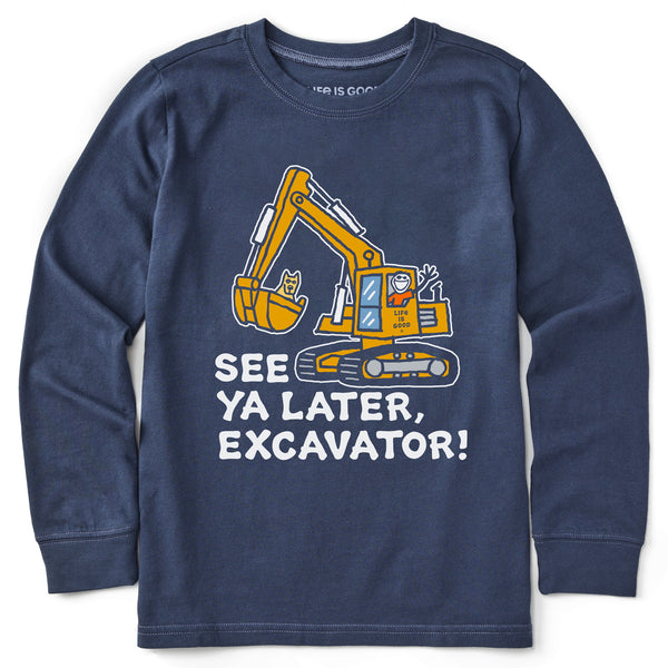 life is good Kids Jake and Rocket Excavator Long Sleeve Crusher Tee