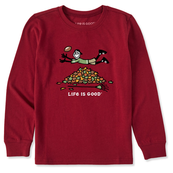 life is good Kids Jake Rake Football Long Sleeve Crusher Tee