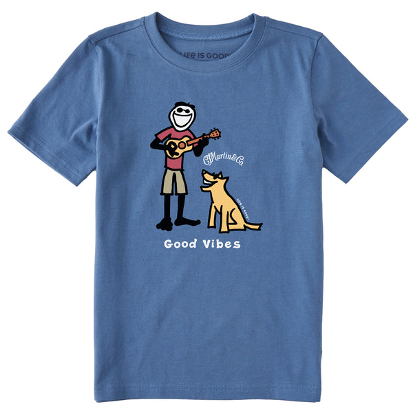 life is good Kids Jake u0026 Rocket Martin Guitar Good Vibes Short Sleeve Crusher Tee