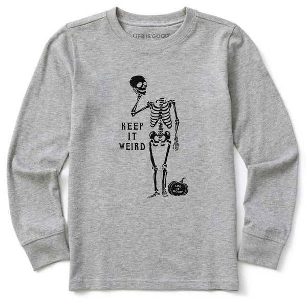 Life Is Good Kids Keep It Weird Skeleton Long Sleeve Crusher Tee