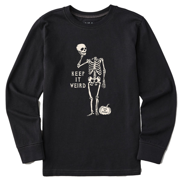 life is good Kids Keep it Weird Skeleton Long Sleeve Crusher Tee