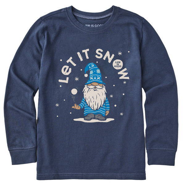 life is good Kids Let It Snow Gnome Long Sleeve Crusher Tee