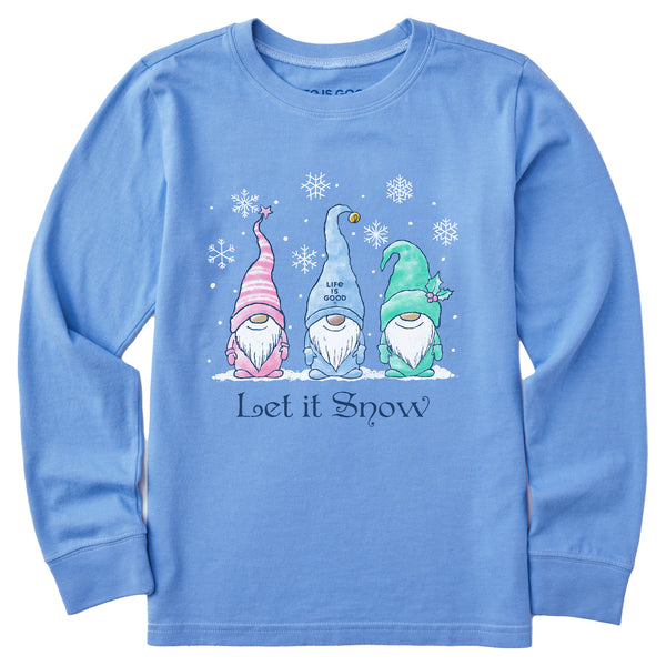 life is good Kids Let it Snow Gnomes Long Sleeve Crusher Tee