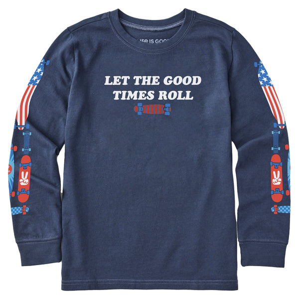 life is good Kids Let the Good Times Roll Skateboard Long Sleeve Crusher Tee