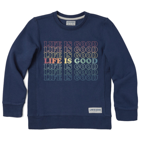 life is good Kids LIG Stack Rainbow Simply True Fleece Crew
