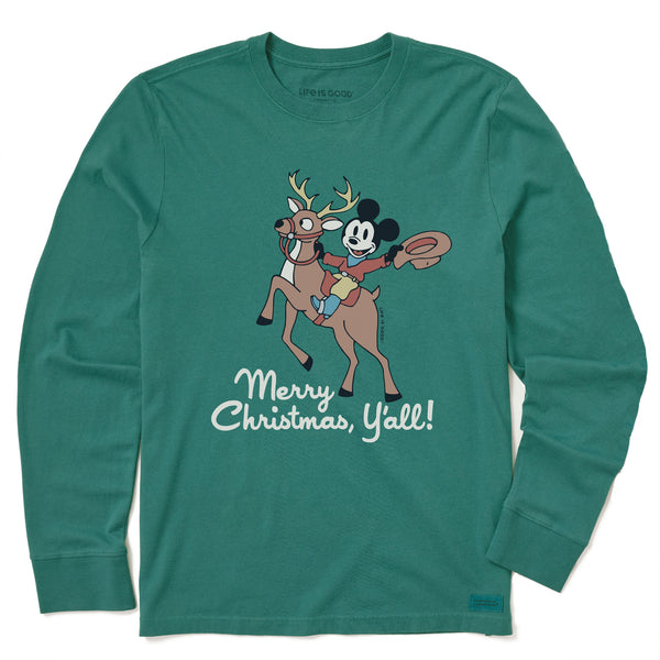 life is good Kids Merry Christmas Y'all Mickey Long Sleeve Crusher Tee