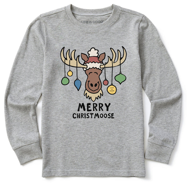 Life Is Good Kids Merry Christmoose Ornaments Vintage Long Sleeve Crusher Tee