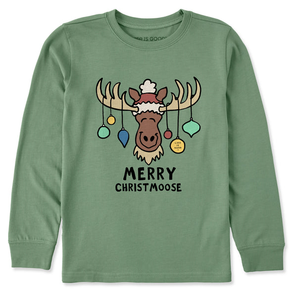 life is good Kids Merry Christmoose Ornaments Vintage Long Sleeve Crusher Tee