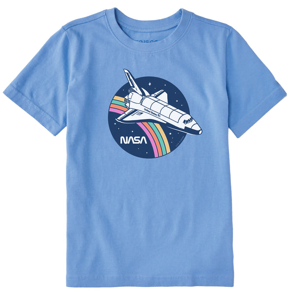 life is good Kids NASA Rainbow Shuttle Short Sleeve Crusher Tee