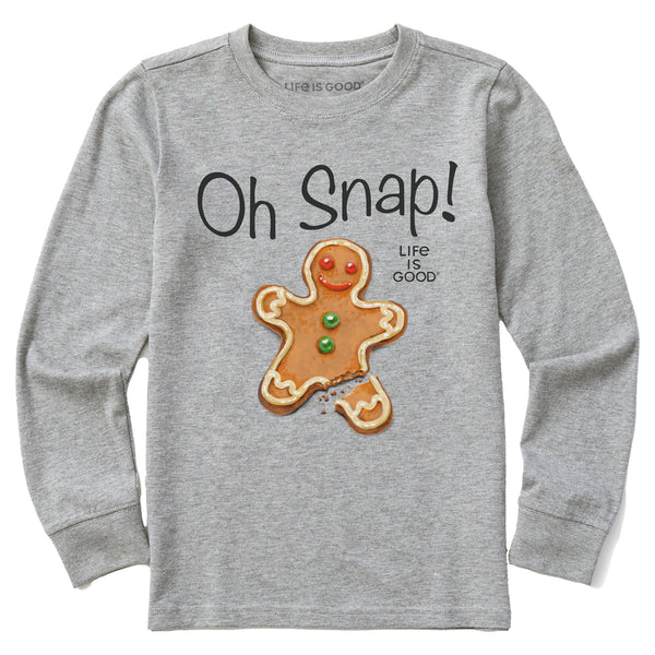life is good Kids Oh Snap Gingerbread Man Long Sleeve Crusher Tee
