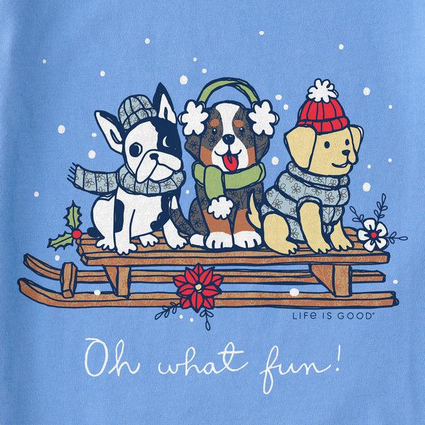 Life Is Good Kids Oh What Fun Winter Puppies Long Sleeve Crusher Tee
