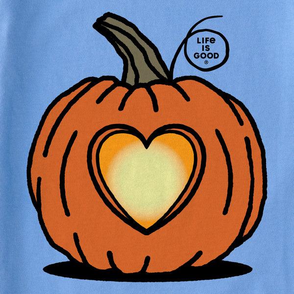 Life Is Good Kids Pumpkin Glowing Heart Short Sleeve Crusher Tee