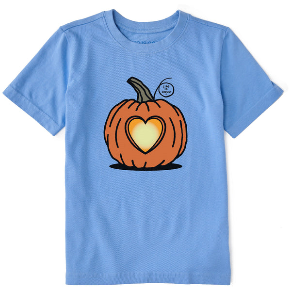 life is good Kids Pumpkin Glowing Heart Short Sleeve Crusher Tee