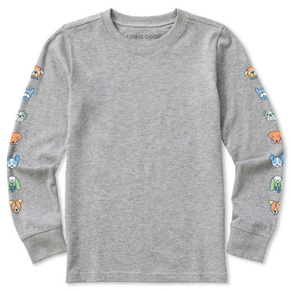 Life Is Good Kids Pups Party Long Sleeve Crusher Tee