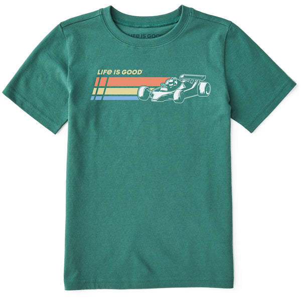 Life Is Good Kids Race Car Stripes Short Sleeve Crusher Tee