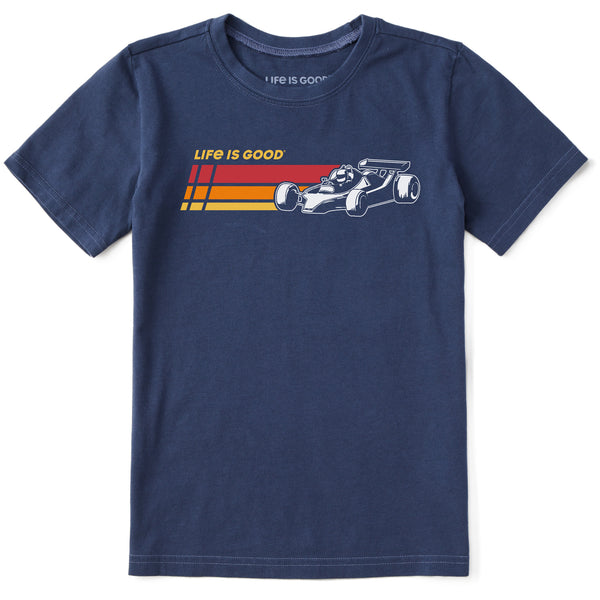 life is good Kids Race Car Stripes Short Sleeve Crusher Tee