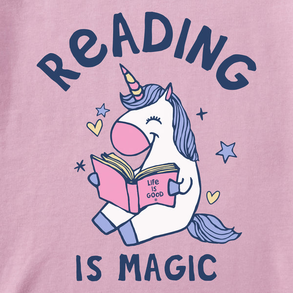 Life Is Good Kids Reading Is Magic Unicorn Short Sleeve Crusher Tee