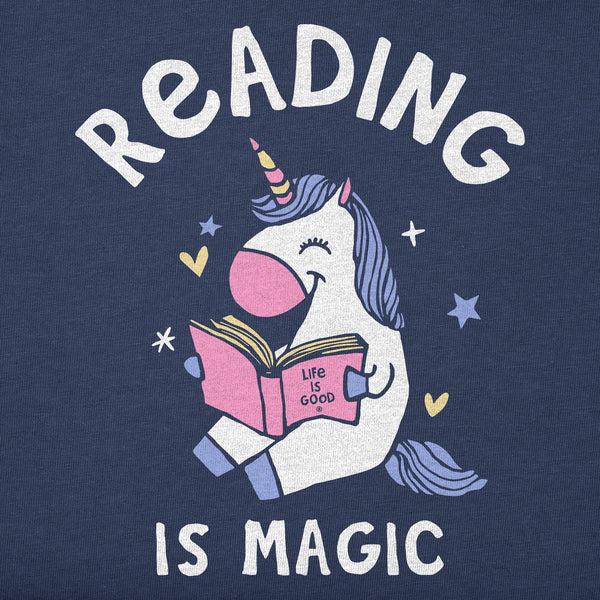 Life Is Good Kids Reading Is Magic Unicorn Short Sleeve Crusher Tee