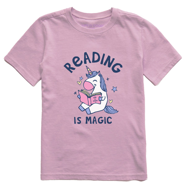 life is good Kids Reading is Magic Unicorn Short Sleeve Crusher Tee