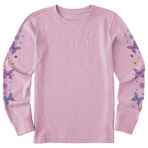 life is good Kids Retro Butterflies Long Sleeve Crusher Tee