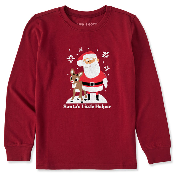 life is good Kids Santa's Little Helper Rudolph Long Sleeve Crusher Tee