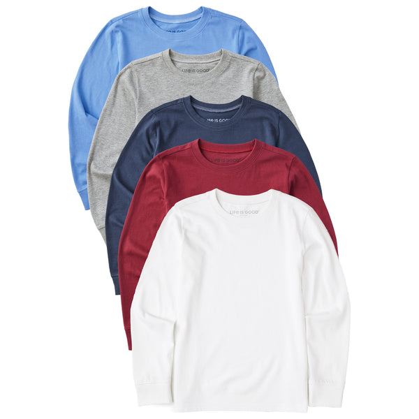 life is good Kids Solid 5-Pack Long Sleeve Crusher Tee - Multi 3