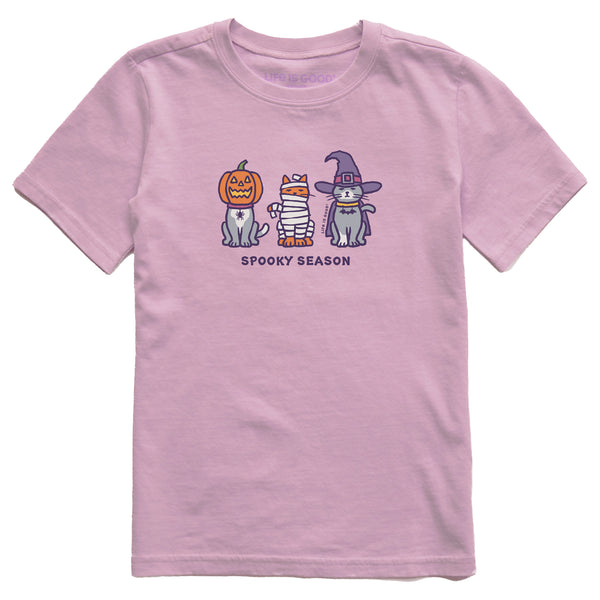 life is good Kids Spooky Halloween Cats Short Sleeve Crusher Tee