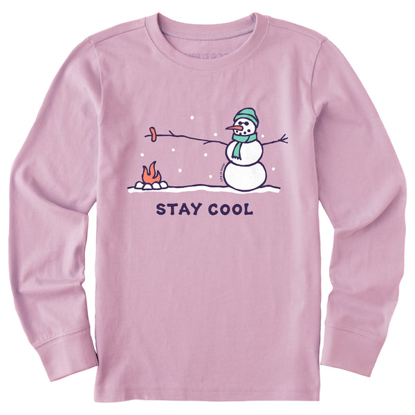 Life Is Good Kids Stay Cool Snowman Long Sleeve Crusher Tee