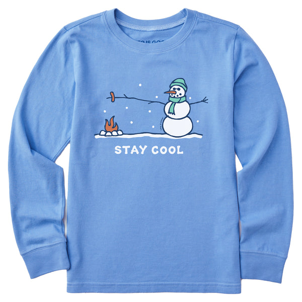 life is good Kids Stay Cool Snowman Long Sleeve Crusher Tee