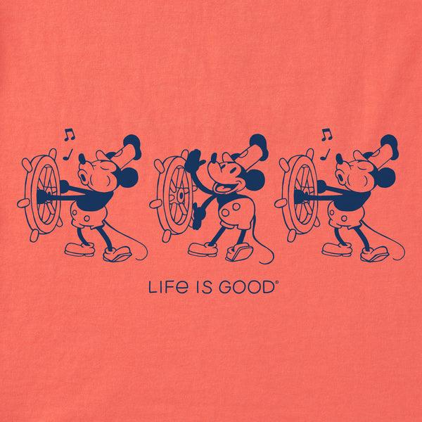 Life Is Good Kids Steamboat Willie At The Helm Short Sleeve Crusher Tee