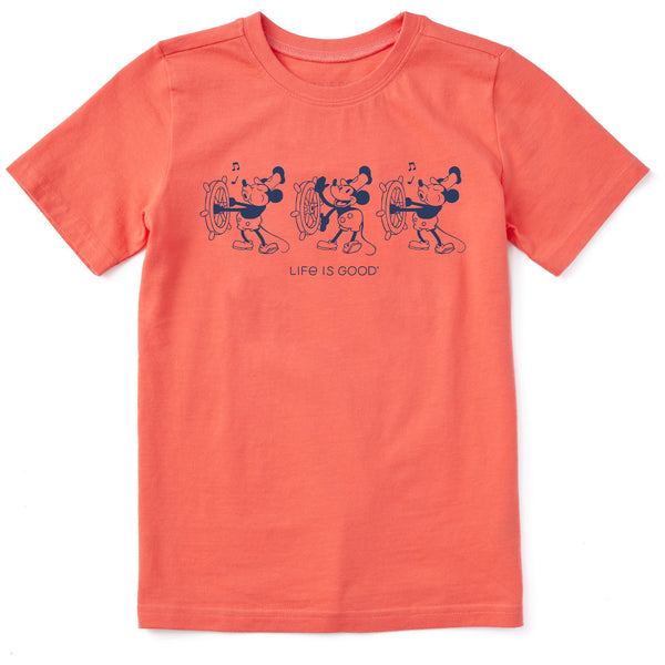 life is good Kids Steamboat Willie at the Helm Short Sleeve Crusher Tee