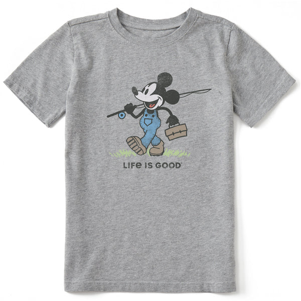 life is good Kids Steamboat Willie Fishing Short Sleeve Crusher Tee
