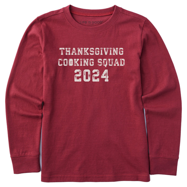 life is good Kids Thanksgiving Day Cooking Squad 2024 Long Sleeve Crusher Tee