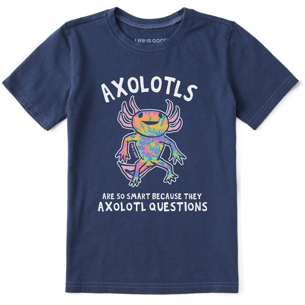 Life Is Good Kids Tie Dye Axolotl Questions Short Sleeve Crusher Tee