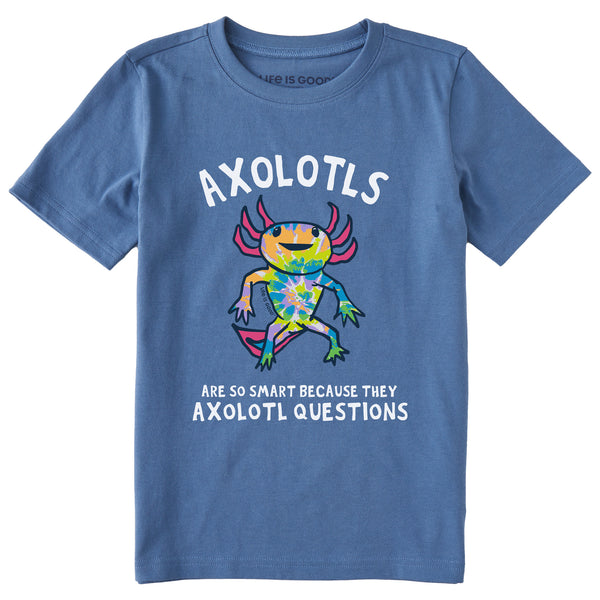 life is good Kids Tie Dye Axolotl Questions Short Sleeve Crusher Tee