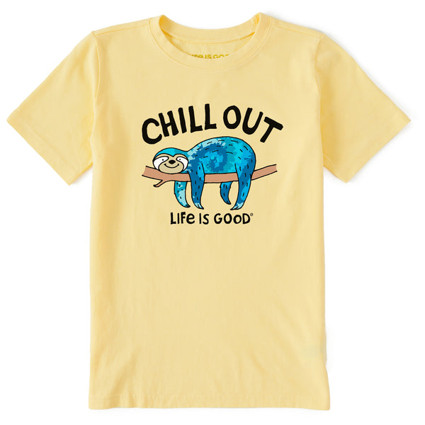 Life Is Good Kids Tie Dye Chill Out Sloth Short Sleeve Crusher Tee