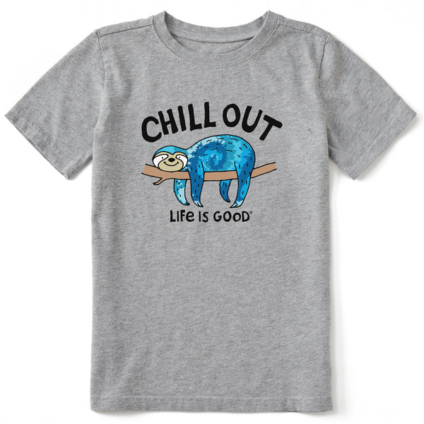 life is good Kids Tie Dye Chill Out Sloth Short Sleeve Crusher Tee
