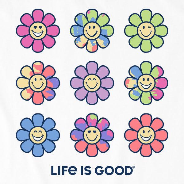 Life Is Good Kids Tie Dye Smile Daisies Short Sleeve Crusher Tee