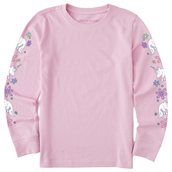 life is good Kids Unicorn Flowers Long Sleeve Crusher Tee