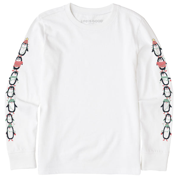 life is good Kids Winter Penguin Stack Long Sleeve Crusher Tee