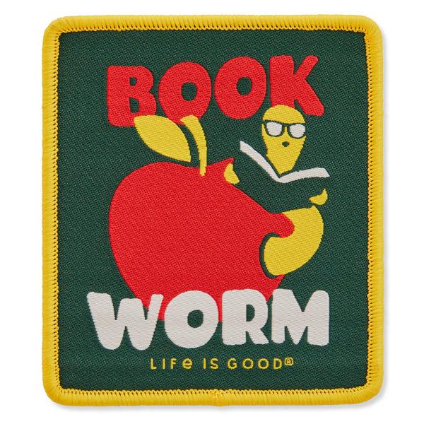 life is good Adult Unisex Book Worm Woven Patch