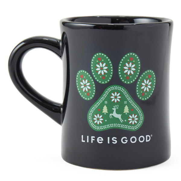 life is good Adult Unisex Holiday Paw Diner Mug