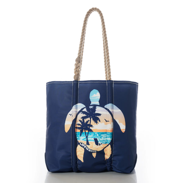 life is good Beach Scene Turtle Sea Bags Tote