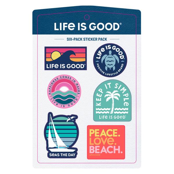 life is good Beach Six-Pack Sticker Pack